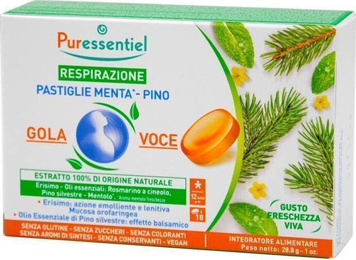 RESPIRAZIONE-PASTIGLIE-GOLA-VOCE-MENTA/PINO-18-pastiglie-Puressentiel