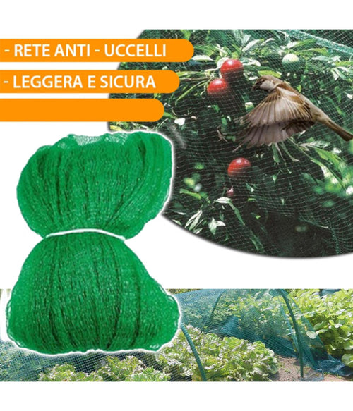 Rete Anti Uccelli Protezione Ortaggi Verde 4x12 Metri Giardino Orto Antiuccelli