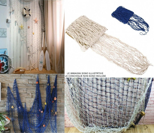 RETE PESCA DECORATIVA 150x200CM NAUTICA TEMA MARINO MARE CASA RISTORANTE WEDDING Sport e tempo libero/Caccia e Pesca/Pesca/Accessori/Reti Trade Shop italia - Napoli, Commerciovirtuoso.it