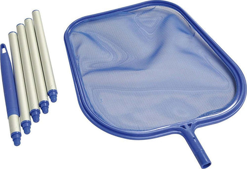 Retino di superficie con manico asta 150 cm 5 sezioni allungabile alluminio piscina