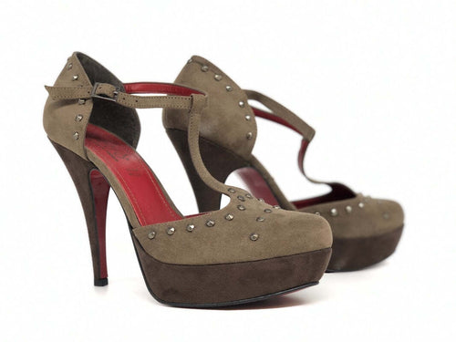 RETRO' Decollétè alto camoscio taupe