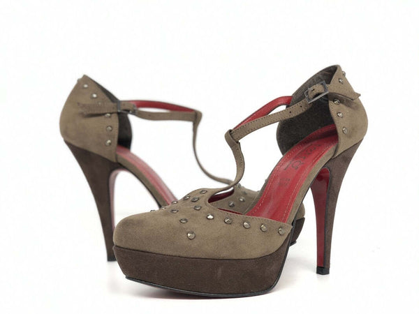 RETRO' Decollétè alto camoscio taupe