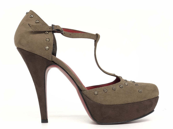 RETRO' Decollétè alto camoscio taupe