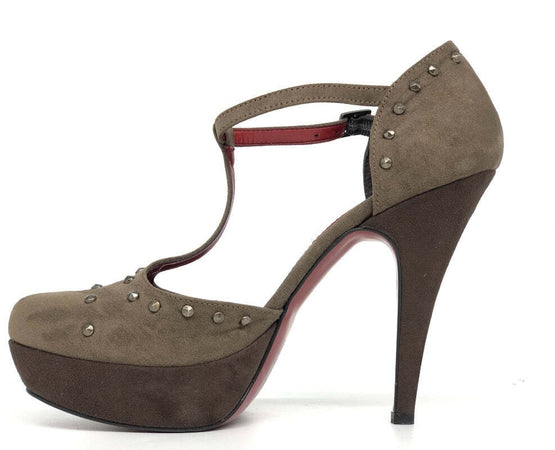 RETRO' Decollétè alto camoscio taupe