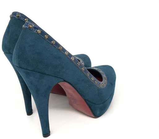 RETRO' Decollétè alto donna camoscio petrolio