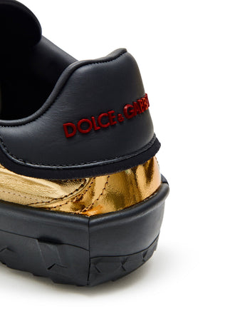 Dolce &amp; Gabbana Sneakers Bassa in Nappa Gold da uomo