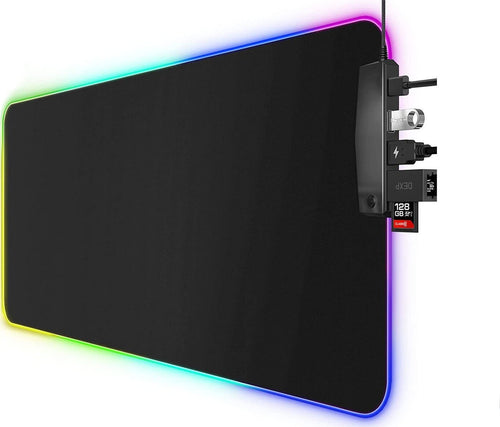 RGB Gaming Mousepad tappetino resistente all'acqua 80x30x0,5 cm 14 modalità led con hub 3 USB 1 USB type C