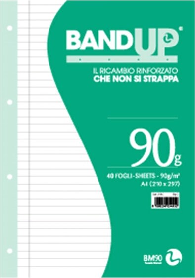 Ricambi BandUp forati rinforzati - A4 - 1 rigo con margine - 40 fogli - 90gr - BM Cancelleria e prodotti per ufficio/Scuola e materiale didattico/Materiale scolastico/Diari quaderni e block notes Eurocartuccia - Pavullo, Commerciovirtuoso.it