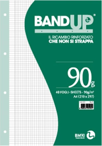 Ricambi BandUp forati rinforzati - A4 - 5mm c-margine - 40 fogli - 90gr - BM Cancelleria e prodotti per ufficio/Scuola e materiale didattico/Materiale scolastico/Diari quaderni e block notes Eurocartuccia - Pavullo, Commerciovirtuoso.it