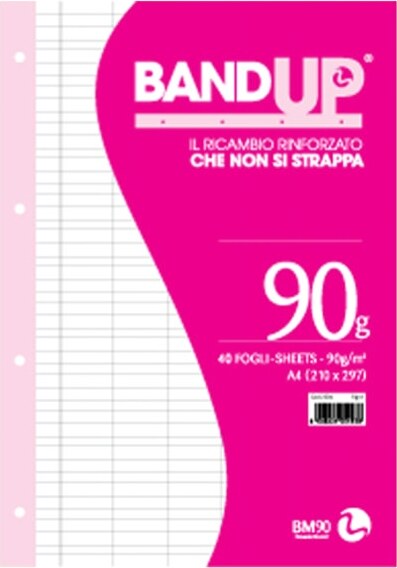 Ricambi BandUp forati rinforzati - A4 - rigo di 3a - 40 fogli - 90gr - BM Cancelleria e prodotti per ufficio/Scuola e materiale didattico/Materiale scolastico/Diari quaderni e block notes Eurocartuccia - Pavullo, Commerciovirtuoso.it