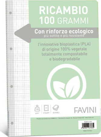 Ricambi c-rinforzo ecologico - A4 - 100 gr - 40 fg - 4 mm - Favini Cancelleria e prodotti per ufficio/Scuola e materiale didattico/Materiale scolastico/Diari quaderni e block notes Eurocartuccia - Pavullo, Commerciovirtuoso.it