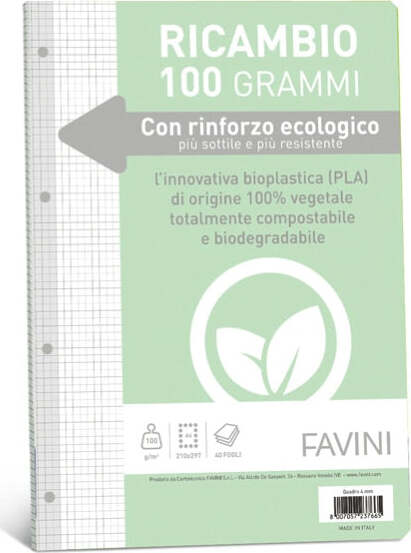 Ricambi c-rinforzo ecologico - A4 - 100 gr - 40 fg - 4 mm - Favini Cancelleria e prodotti per ufficio/Scuola e materiale didattico/Materiale scolastico/Diari quaderni e block notes Eurocartuccia - Pavullo, Commerciovirtuoso.it
