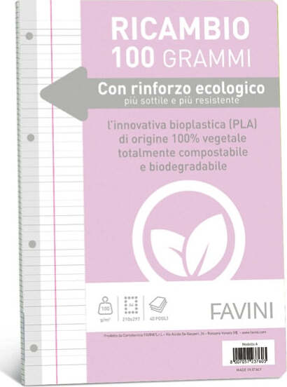 Ricambi c-rinforzo ecologico - A4 - 100 gr - 40 fg - rigo di 1a - Favini Cancelleria e prodotti per ufficio/Scuola e materiale didattico/Materiale scolastico/Diari quaderni e block notes Eurocartuccia - Pavullo, Commerciovirtuoso.it