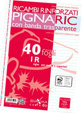 Ricambi forati rinforzati Pignaric - A4 - 1 rigo - 40 fogli - 80gr - Pigna Cancelleria e prodotti per ufficio/Scuola e materiale didattico/Materiale scolastico/Diari quaderni e block notes Eurocartuccia - Pavullo, Commerciovirtuoso.it