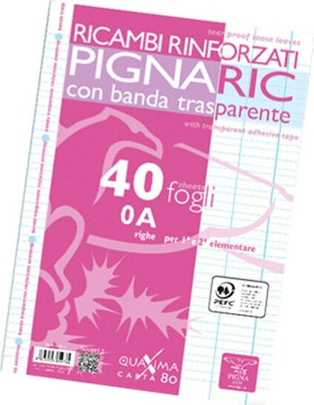 Ricambi forati rinforzati Pignaric - A4 - rigo di 1a - 40 fogli - 80gr - Pigna Cancelleria e prodotti per ufficio/Scuola e materiale didattico/Materiale scolastico/Diari quaderni e block notes Eurocartuccia - Pavullo, Commerciovirtuoso.it