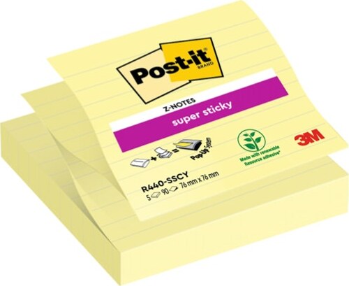 Ricarica foglietti Post it Super Sticky - R440-SSCY - a righe - 101 x 101 mm - giallo Canary - 90 fogli - Post it [multipack] 5 pezzi Cancelleria e prodotti per ufficio/Carta blocchi e quaderni/Blocchi appunti taccuini e diari/Blocchetti memo adesivi Eurocartuccia - Pavullo, Commerciovirtuoso.it
