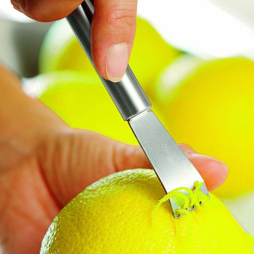 RIGALIMONI RASCHIA AGRUMI GRATTA BUCCIA SCORZA ARANCE LIMONI ACCIAIO Casa e cucina/Utensili da cucina/Sbucciatori e tagliafrutta/Sbuccia limoni Trade Shop italia - Napoli, Commerciovirtuoso.it