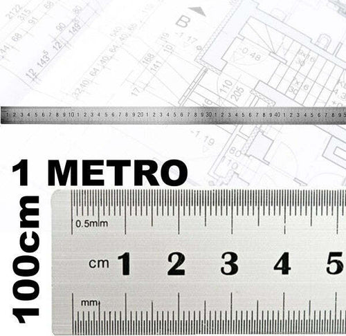 Righello-Metro-1mm-A-100cm-Metallo-Acciaio-Riga-Multifunzione-Segnatura-Cm-Inch