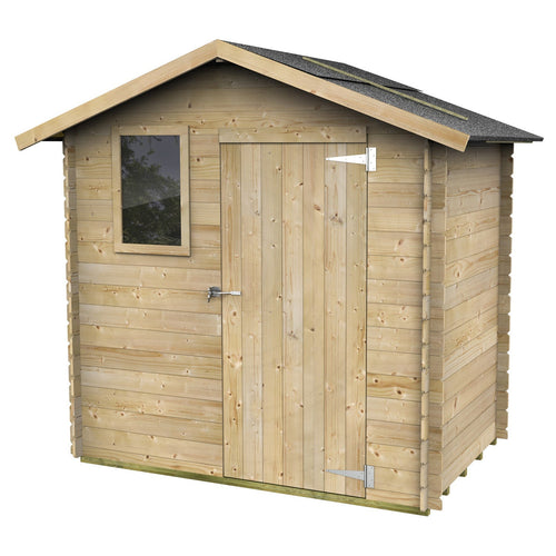 Casetta in legno con porta finestrata deposito da giardino Made in Italy 198 x 130 x h 205 cm