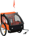 Rimorchio-Bici-Bambini-con-2-Posti,-2-Cinture-di-Sicurezza,-Telaio-in-Acciaio-e-Copertura-in-Tessuto-Oxford-Arancione-YB6440-008OGYB6