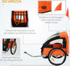 Rimorchio-Bici-Bambini-con-2-Posti,-2-Cinture-di-Sicurezza,-Telaio-in-Acciaio-e-Copertura-in-Tessuto-Oxford-Arancione-YB6440-008OGYB6