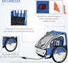 Rimorchio-Bici-Bambini-con-2-Posti,-2-Cinture-di-Sicurezza,-Telaio-in-Acciaio-e-Copertura-in-Tessuto-Oxford-Blu-RE7440-008BURE7