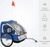 Rimorchio-Bici-Bambini-con-2-Posti,-2-Cinture-di-Sicurezza,-Telaio-in-Acciaio-e-Copertura-in-Tessuto-Oxford-Blu-RE7440-008BURE7