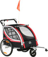Rimorchio-Bici-per-Bambini-Passeggino,-Design-2-in-1-con-Freno,-Cintura-a-5-Punti-e-Tasche-Laterali,-Riflettori,-116-142Lx75Px101Acm,-Multicolore-TD7440-026RDTD7