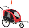Rimorchio-Bici-per-Cani-Taglia-Media-a-2-Ingressi-con-Finestrelle-e-Tettuccio-Apribile,-126-155x83x108-cm,-Rosso-GB65663-1289GB6