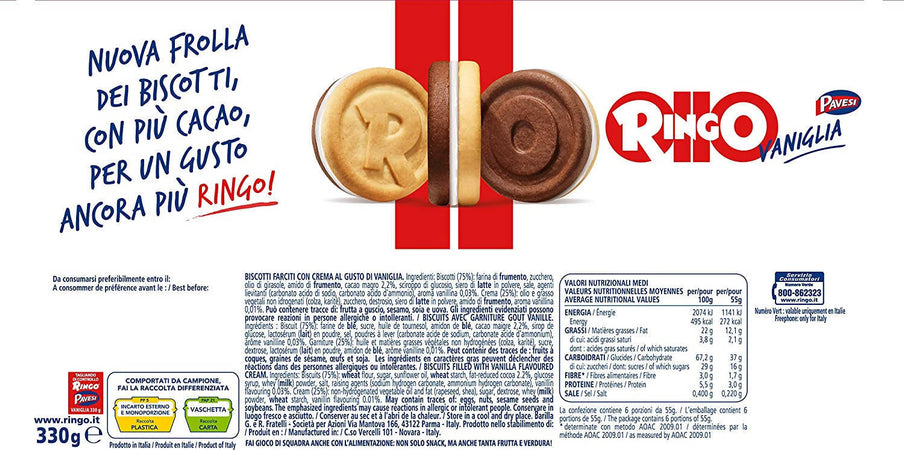 Ringo Vaniglia Expo Pavesi Confezione 24 pz Snack Ringo Vaniglia 55gr. Biscotti Snack Per Merenda Ringo Vaniglia Pavesi Non solo alimenti - Albano Laziale, Commerciovirtuoso.it