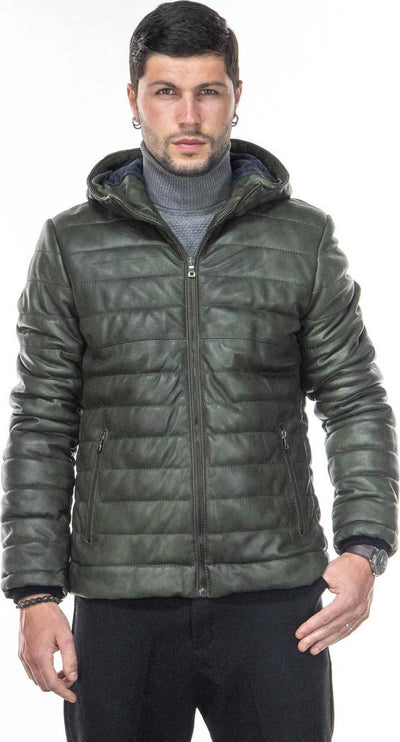 Rio---Piumino-Uomo-Verde-in-vera-pelle