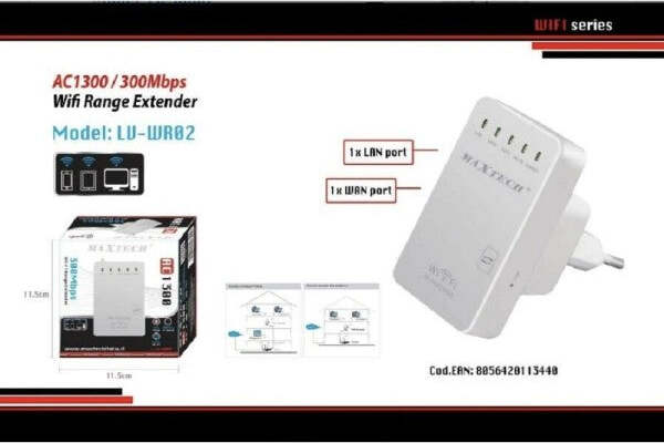 Ripetitore-Segnale-Wireless-Wifi-Amplificatore-Range-Extender-Lan-Maxtech-Lv-wr02