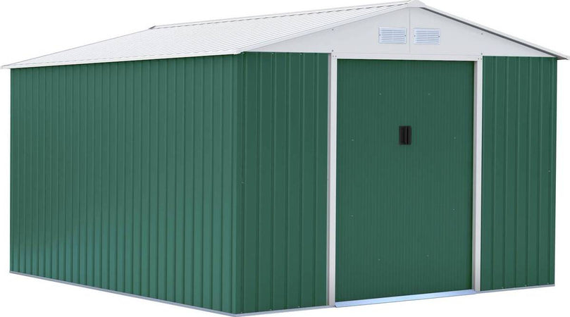 Ripostiglio in metallo verde e Beige deposito da giardino e veranda capanno per attrezzi Giardino e giardinaggio/Organizzazione esterni e alloggiamento/Capanni La Zappa - Altamura, Commerciovirtuoso.it