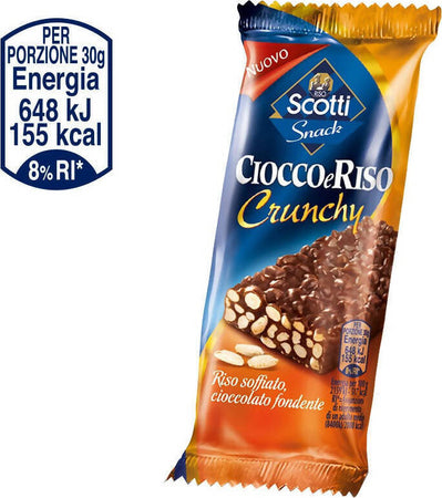 Riso Scotti Snack 36x Barrette Ciocco E Riso Crunchy Barretta Snack 30 Gr Cioccolato Fondente E Riso Soffiato Confezione Da 36 Pezzi Alimentari e cura della casa/Snack dolci e salati/Barrette ai cereali e barrette snack Franco Pausa Caffè - Albano Laziale, Commerciovirtuoso.it