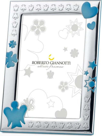 ROBERTO-GIANNOTTI---CORNICE-IN-ARGENTO-CON-ANGELO,-QUADRIFOGLIO,-CUORE,-STELLA-E-SOLE-IN-AZZURRO