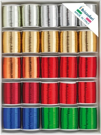 Rocche di nastro 6870 - colori assortiti metal - 10 mm x 10 mt - colori assortiti - Brizzolari - conf. 25 pezzi Casa e cucina/Decorazioni per interni/Addobbi e decorazioni per ricorrenze/Decorazioni natalizie/Fiocchi e nastri Eurocartuccia - Pavullo, Commerciovirtuoso.it
