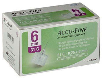 Roche accu-fine ago penna per insulina gauge31x6mm 100 pezzi