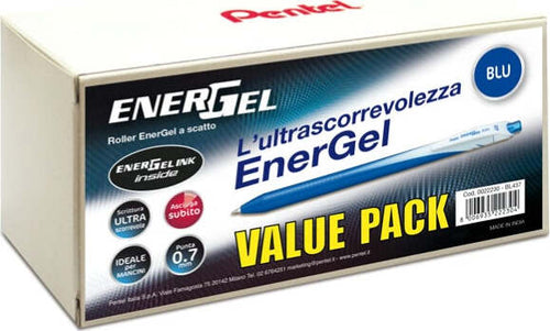 Roller a scatto Energel Slim - punta 0 7 mm - blu - value pack 20+4 pezzi Cancelleria e prodotti per ufficio/Penne matite scrittura e correzione/Penne e ricariche/Penne roller a inchiostro gel Eurocartuccia - Pavullo, Commerciovirtuoso.it