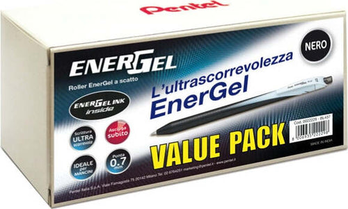 Roller a scatto Energel Slim - punta 0 7 mm - nero - value pack 20+4 pezzi Cancelleria e prodotti per ufficio/Penne matite scrittura e correzione/Penne e ricariche/Penne roller a inchiostro gel Eurocartuccia - Pavullo, Commerciovirtuoso.it