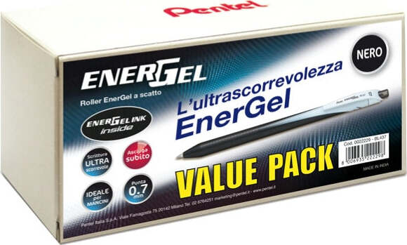 Roller a scatto Energel Slim - punta 0 7 mm - nero - value pack 20+4 pezzi Cancelleria e prodotti per ufficio/Penne matite scrittura e correzione/Penne e ricariche/Penne roller a inchiostro gel Eurocartuccia - Pavullo, Commerciovirtuoso.it