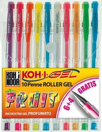 Roller gel colorati - colori fruit - Koh I Noor - astuccio 10 roller Cancelleria e prodotti per ufficio/Penne matite scrittura e correzione/Penne e ricariche/Penne roller a inchiostro gel Eurocartuccia - Pavullo, Commerciovirtuoso.it