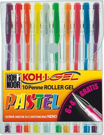 Roller gel colorati - colori pastel - Koh I Noor - astuccio 10 roller Cancelleria e prodotti per ufficio/Penne matite scrittura e correzione/Penne e ricariche/Penne roller a inchiostro gel Eurocartuccia - Pavullo, Commerciovirtuoso.it