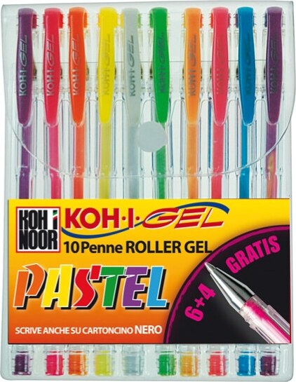 Roller gel colorati - colori pastel - Koh I Noor - astuccio 10 roller Cancelleria e prodotti per ufficio/Penne matite scrittura e correzione/Penne e ricariche/Penne roller a inchiostro gel Eurocartuccia - Pavullo, Commerciovirtuoso.it