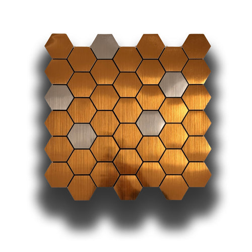 Piastrelle 3D Autoadesive in PET acustiche e isolanti 30x30cm (4mm spessore) ESAGONI ORO ARGENTO - Eternal Parquet