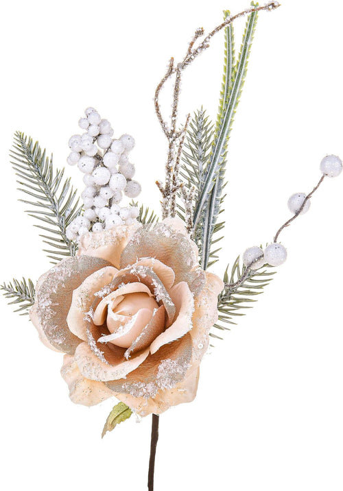 Rosa con bacche in materiale sintetico decorazione floreale colore Rosa da 34 cm Casa e cucina/Decorazioni per interni/Addobbi e decorazioni per ricorrenze/Decorazioni natalizie/Ghirlande e corone MagiediNatale.it - Altamura, Commerciovirtuoso.it