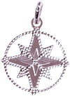 Rosa Dei Venti Ciondolo Pendente In Oro Bianco 18 Kt Made in Italy Artigianale