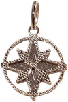 Rosa Dei Venti Ciondolo Pendente In Oro Bianco 18 Kt Made in Italy Artigianale