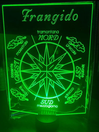 ROSA DEI VENTI PERSONALIZZATA LAMPADA IN PLEXIGLASS A LED LUCE RGB IDEA REGALO