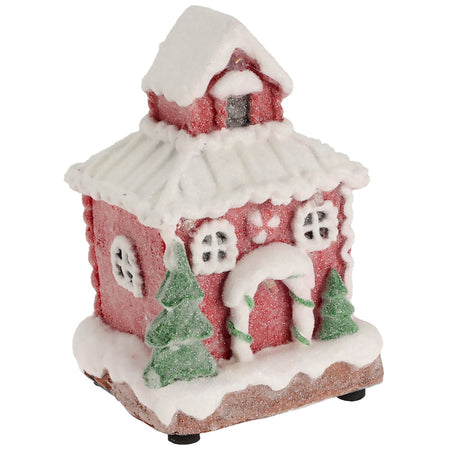 Casetta con LED per villaggio di Natale, in plastica, da 9 x 8 x 13 cm