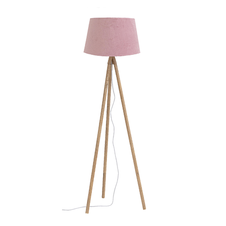 Piantana wallas treppiede in legno di quercia paralume di terital effetto velluto h 152 cm